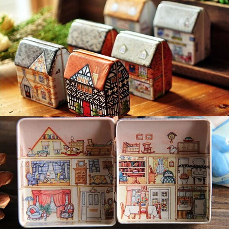 

10pcs Mini Painting Tin Box Locker Storage Tinplate Box Random Color Home Jewelry Storage Box Metal Container Kids Gift