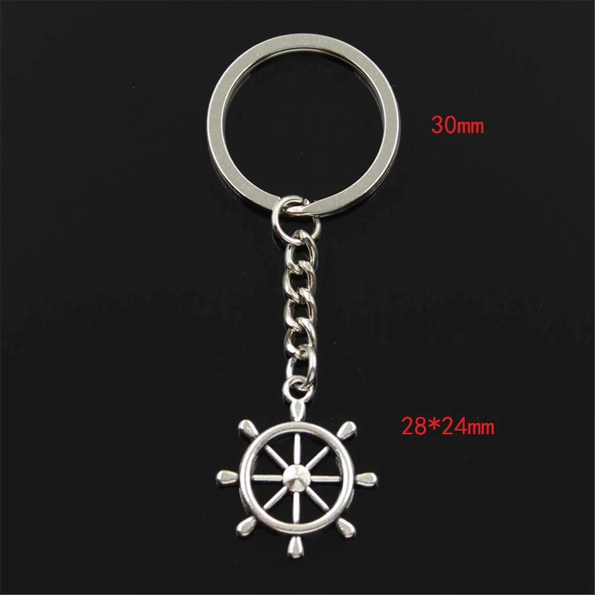 New Keychain 28x24mm ship's Wheel Helm Rudder Pendants DIY Men Car Key Chain Ring Holder Keyring Souvenir Jewelry Gift