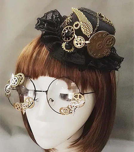 Novelties Steampunk Victorian Gears Mini Top Hat Costume Hair Accessory Handmade With Steam Punk Gear Glasses