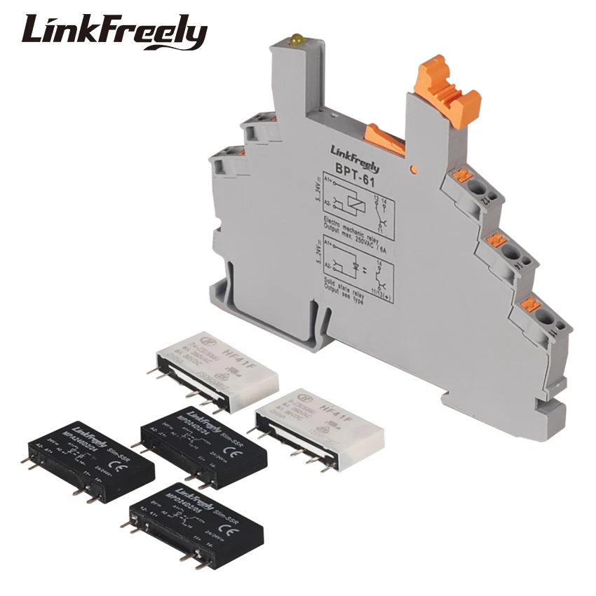 MPD24D2/24BPT New DC DC SSR Solid State Relay Din Rail 24V DC In 24VDC 2A Out Plug-in Spring Voltage Relay Switch Module & Board