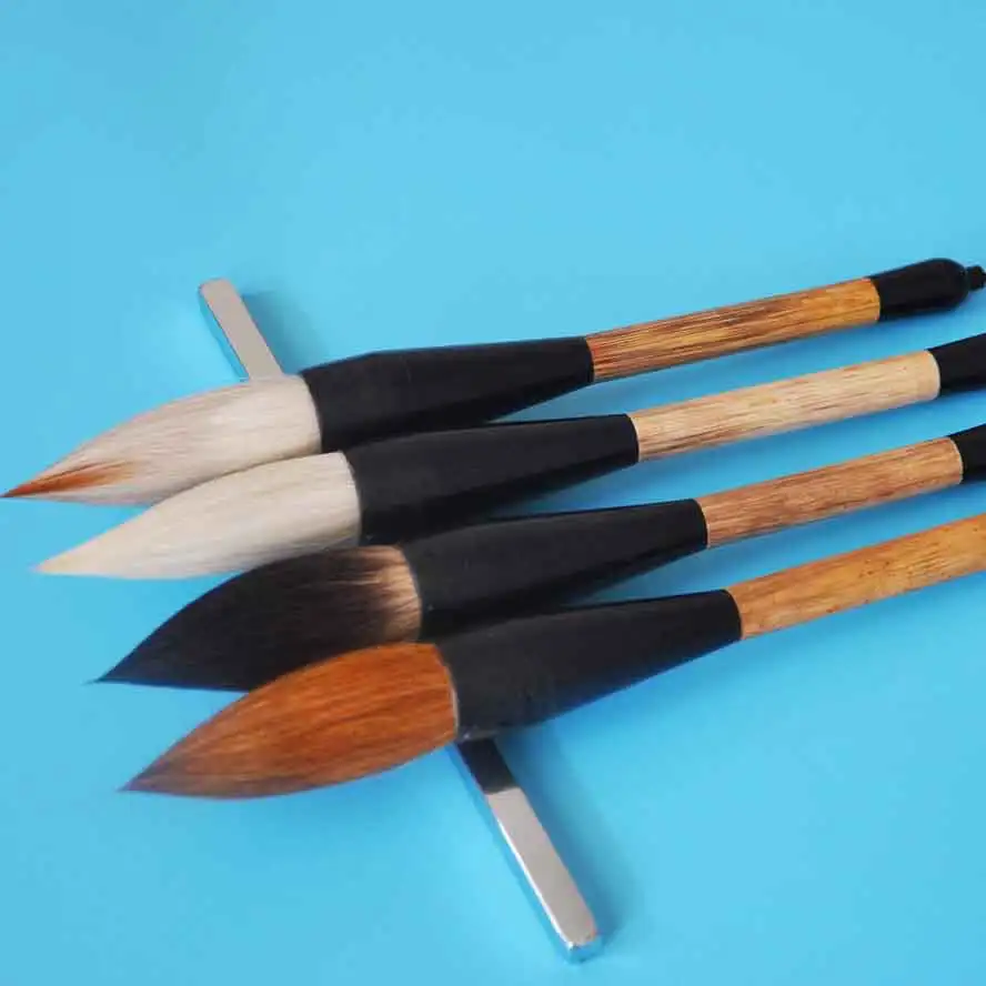 4pcs/pack Chinese Calligraphy Brush wood penholder Painting Brush Pen Painting supply Art Stationary Oil Painting Brush