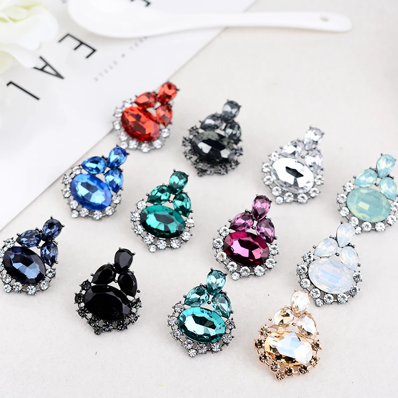 LUBOV Bohemian New Wedding Crystal Stud Earrings for Women Shiny Colorful Glass Statement Earrings Party Jewelry Friend Gift