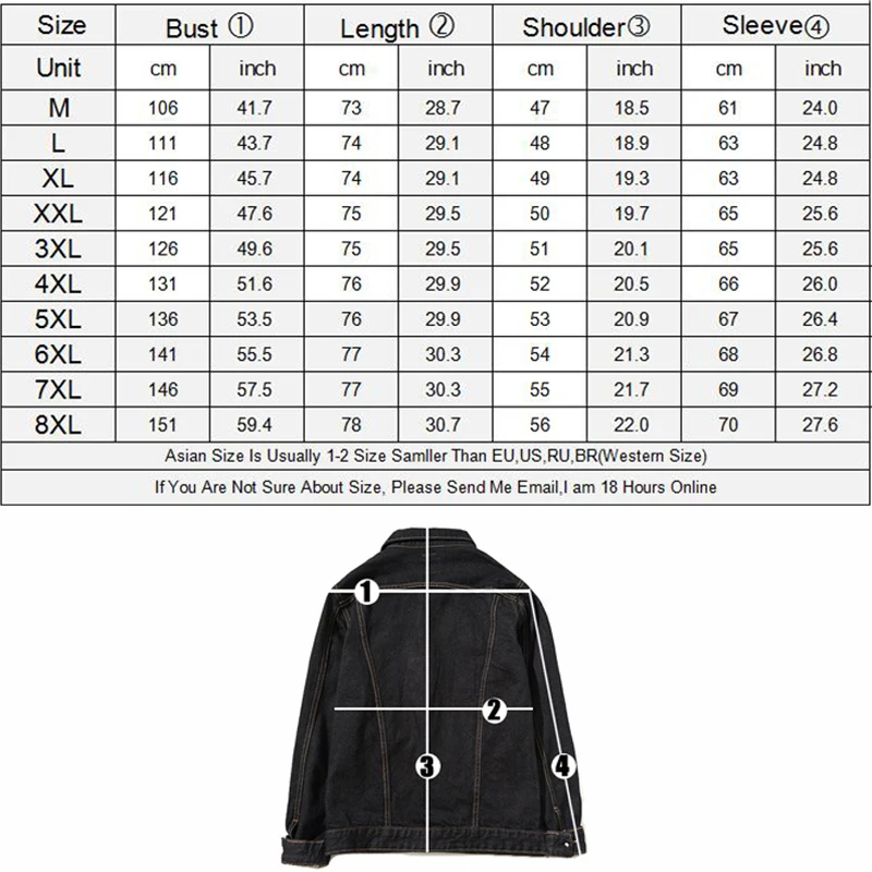 2022 New Fashion Brand Oversized Male Denim Jacket Men Black Jean Jackets Plus Size 5XL 6XL 7XL 8XL