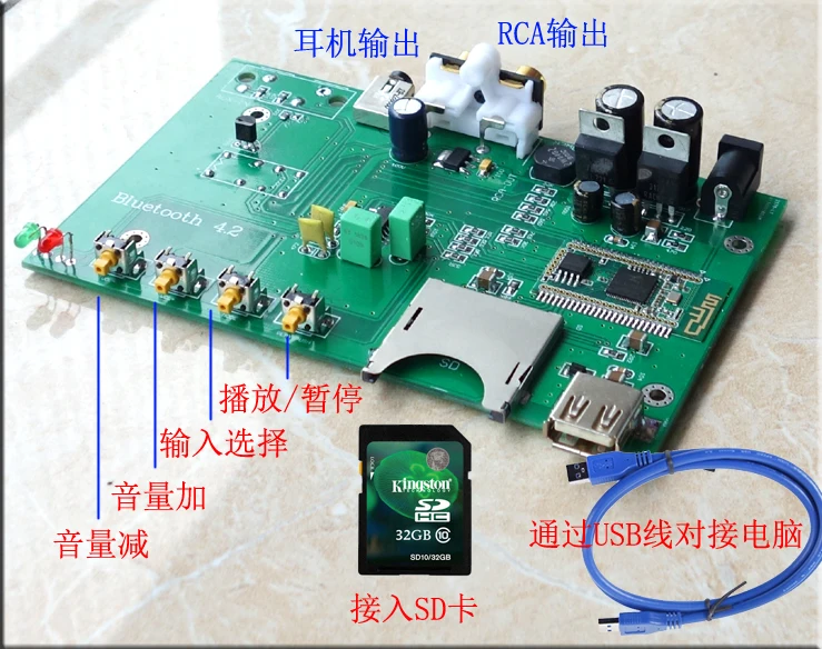 Dac ESS9023デコードボードc15 dc 8-15ボルトまたはac 7-12ボルトのbluetooth usb 4.2ロスレスプレーヤー