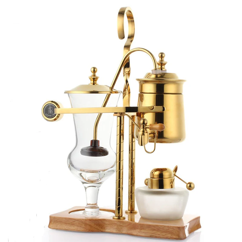 

New Belgian Royal Coffee Maker Stainless Steel Golden Balance Syphon Maker High Quality Heat Resist Glass Balancing Syphone