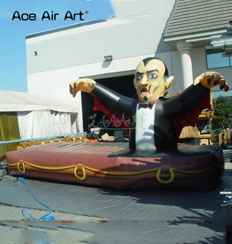 Mobile Design Inflatable Dracula Replica 2m H Halloween Scary Monster Base Model  with Stands for Festival and Party