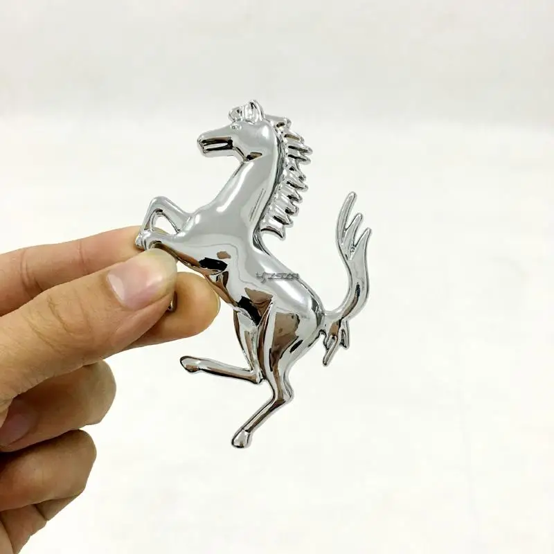 For Ferrari Metal Chrome Silver Golden Running Horse Rear Trunk Fender Emblem Badge Sticker Z2AAD058