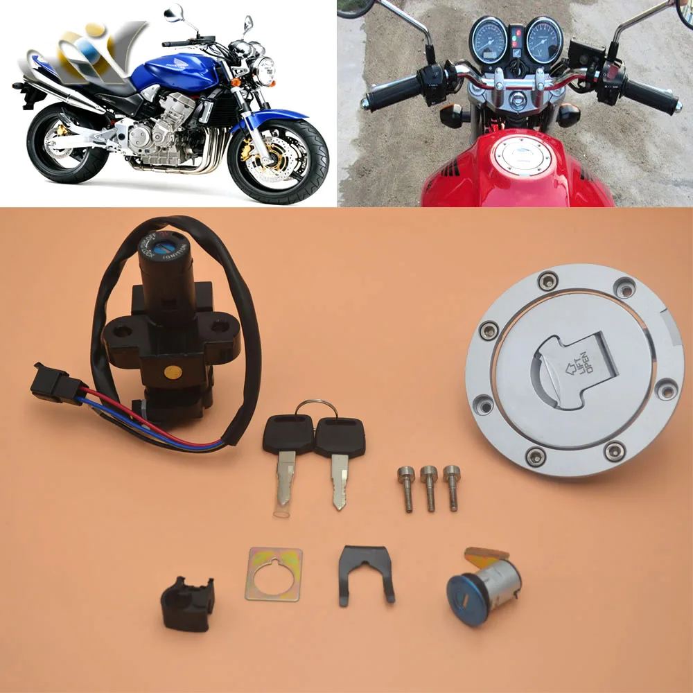 Motorcycle Ignition Switch Lock Fuel Gas Cap Lock And Seat Lock With Keys For Honda CB900 CB 900 919 Hornet 2002 - 2007 02 03 04