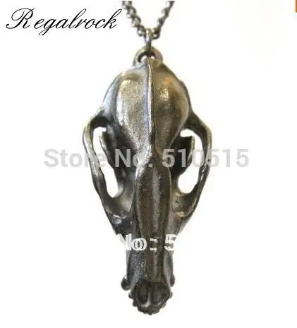 Goth Wolf Skull Necklace Force Awakens Jurassic Panther Ice Age Dire Pendant Gothic Jewelry