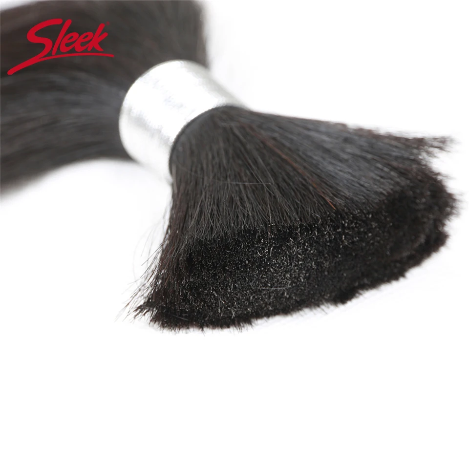 Sleek cabelo natural liso, cabelo natural liso remy da malásia cabelo em massa para trança de cor natural de 8 a 30 polegadas, tranças de crochê para noivas sem trama de cabelo em atacado