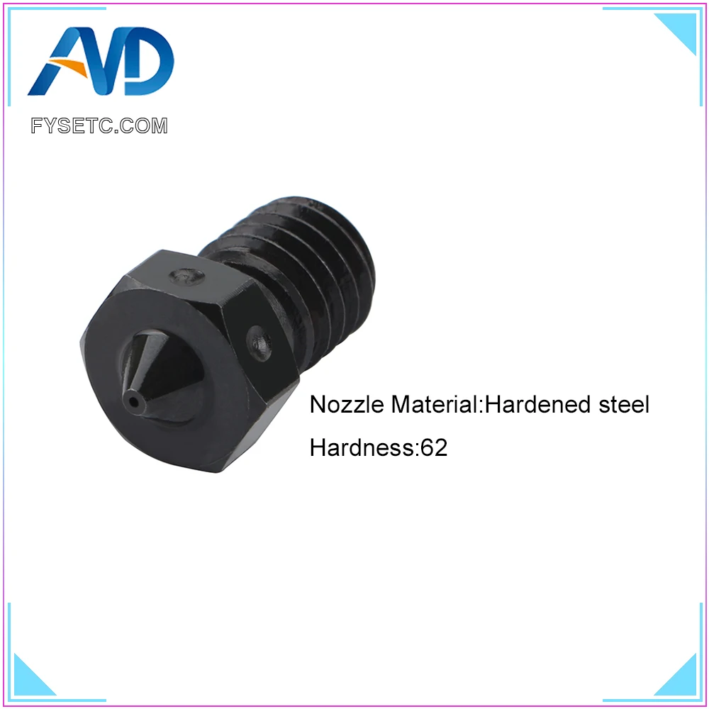 Top Quality Hardened Steel V6 Nozzles For High Temperature 3D Printing PEI PEEK Carbon Fiber Filament For E3D Titan Aero Hotend