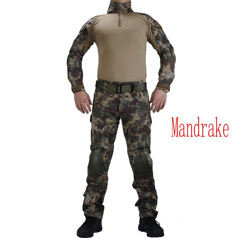 Hunting Camouflage Clothes Airsoft Shooting Multicam Training Shirt Tactical Pants With  Knee Pads & Elbow Pads