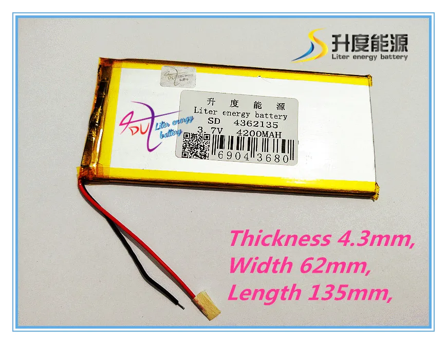 for tablet rechargeable batteries 3.7 V tablet battery mah electronic product built-in 4362135-4200MAH