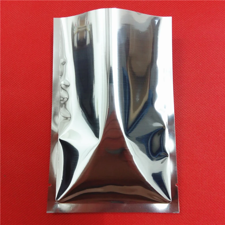8*12cm,100pcs X Plating aluminium foil bag heat sealable - Silver metallic mylar foil plastic pouch, food storage packing bag