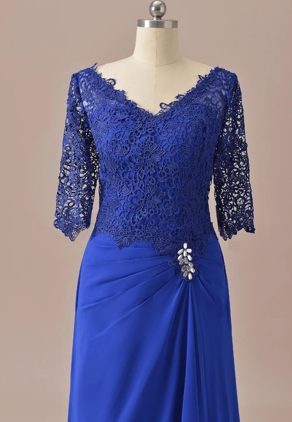 Vintage 2024 Mermaid Lace Mother Of the Bride Dress Royal Blue Half Sleeves Wedding Groom Formal Evening Dress SLD-M14