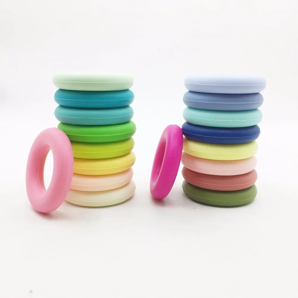 Wholesales 10pcs/lot Baby Large Silicone Donut Round 45mm Teething Ring Food Grade Silicone Donut Ring teether