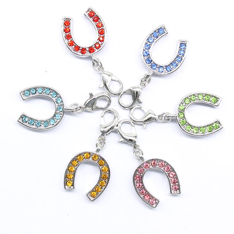 rhinestone horseshoe lobster clasp pendant charm fashion DIY accessories