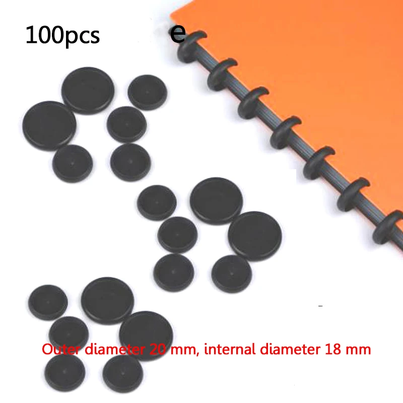 100Pcs Bunte Lose Buch Bindung Disc Schwarz Kunststoff Runde Schnalle Circa Rolle Pilz Buch Bindung Disc Runde Büro Liefert