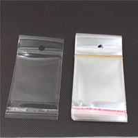 100 pcs Transparent Waterproof Self-Adhesive Seal Plastic Packaging OPP Bags With Hanging Hole Clear Gift Bags