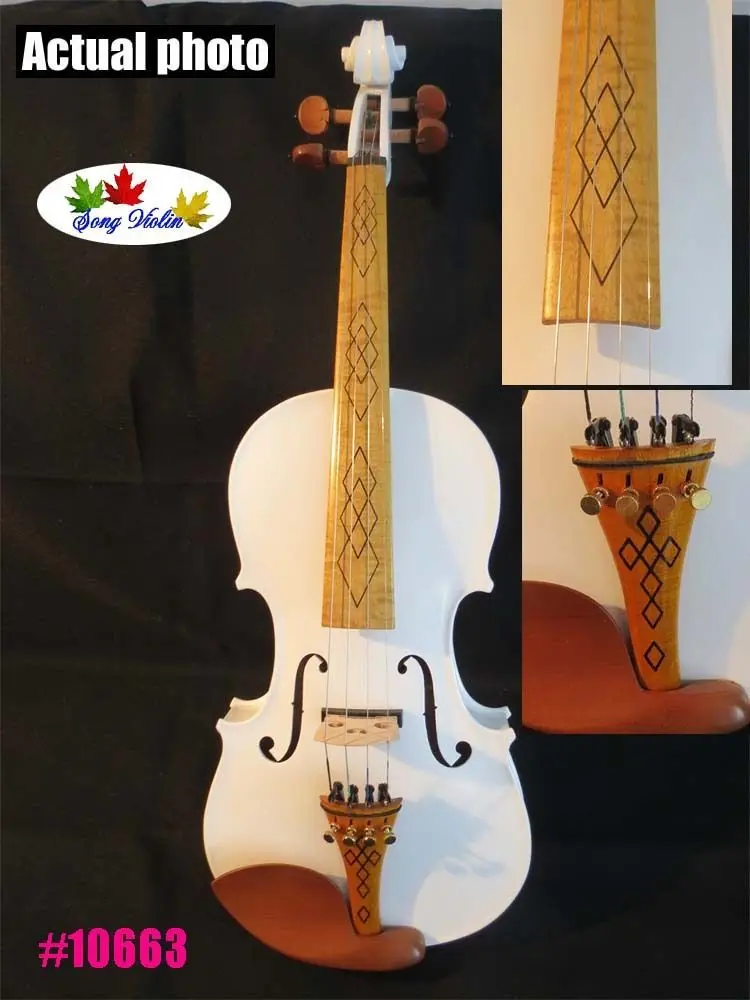 Nice White colors best craft 4/4 electric violin Acoustic violin #10663