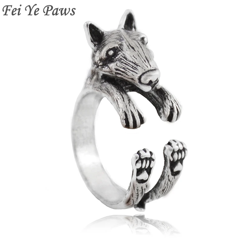 New Punk Bull Terrier Dog Warp Rings Men Bullterrier Puppy Dog Animal Pet Ringa For Women Love Couple Midi Ring Girls Friends