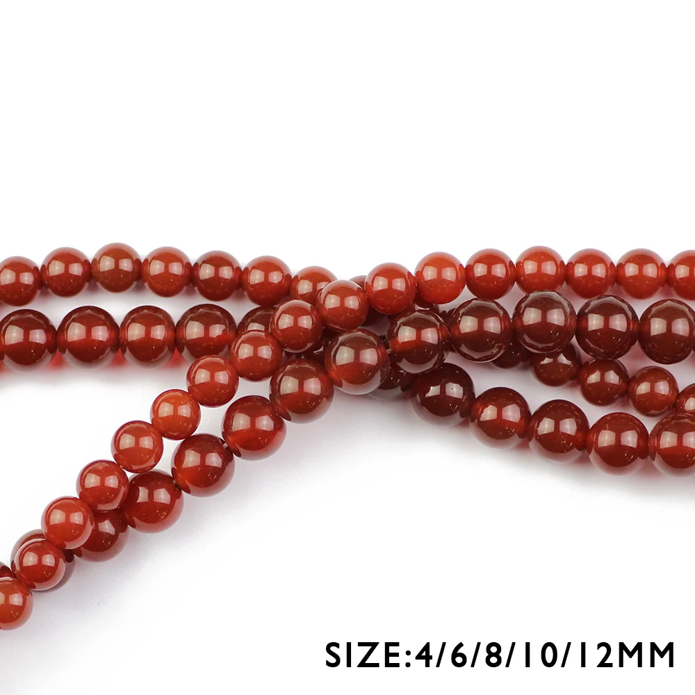 WLYeeS AAA Red carnelian Natural stone beads Round Ball 4-12mm loose beads Jewelry bracelet Necklace Making DIY Accessories 15\