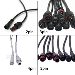 5 /10 pairs 2pin 3pin 4pin 5pin LED Connector Waterproof IP67 Male to Female Cable Total Length 40cm For LED Strips Light flood
