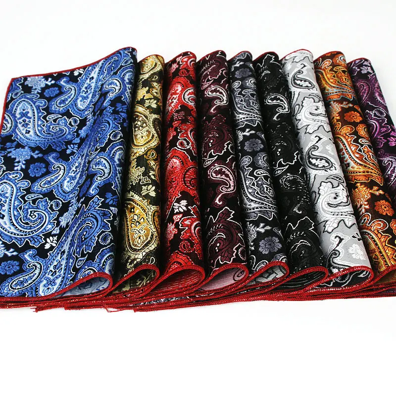 Classic Men\'s Handkerchief Vintage Silk Hanky Jacquard Woven Colorful Paisley Pocket Square 25*25cm Wedding Party Chest Towel