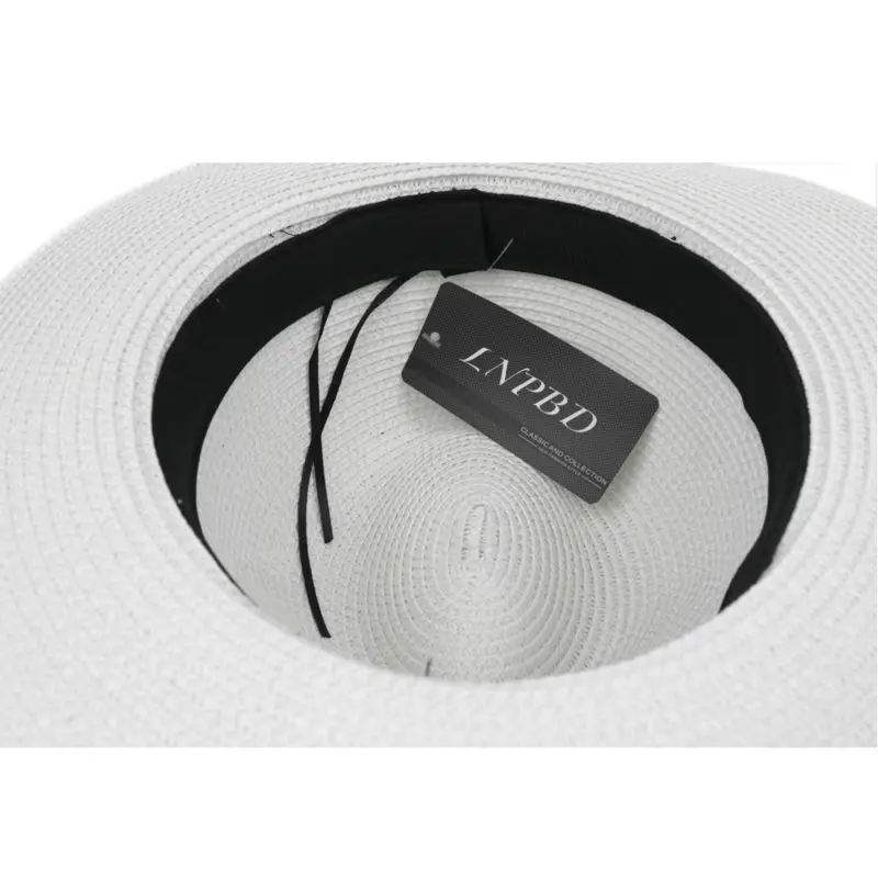 LNPBD-Sombrero de ala ancha para mujer, gorro de jazz con sombreado para el sol, gorra de playa, ala plana blanca, moda de verano