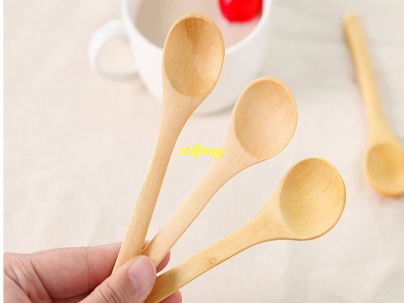 

2000pcs/lot 13cm Wooden Spoon Coffee Honey Tea Spoons Ladle Scoop Home Kitchen Spice Condiment Mixer Tableware Dinnerware