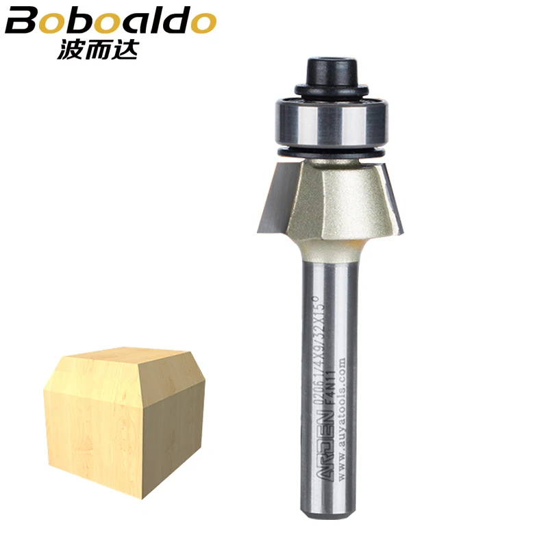 1pcs 1/4 Two flute 8-15deg Bevel Trim Cutter With Ball Bearing Arden Router Bit bevels great for edge working and cut clean