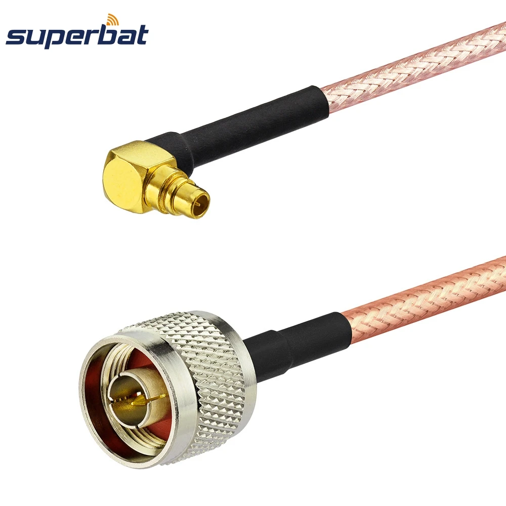 Superbat N Plug Straight to MMCX Male Right Angle Pigtail Cable RG316 30cm for Wireless Antenna GPS