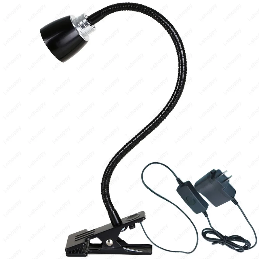 3W LED Picture Lamp Desk Light Clamp Clip Fixture ON/OFF Switch Plug Flexible Pipe Spotlight Silver / Black Shell Reading Room