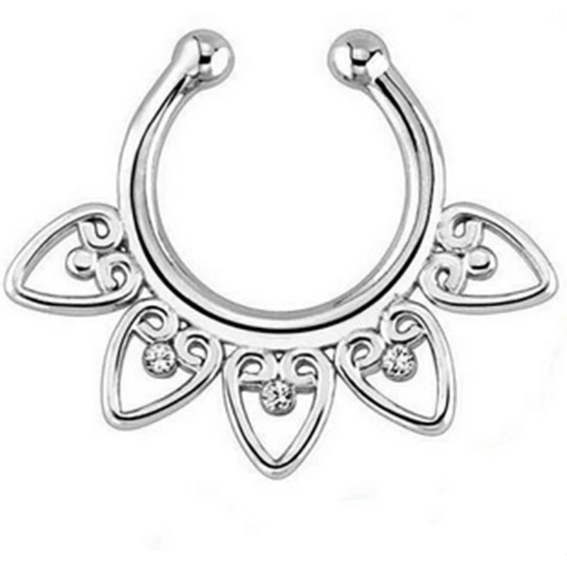 Indian Crystal Snag In The Nose For Women Fashion Clip Hoop Stud Female Body Jewelry Wedding Party Friends Gift