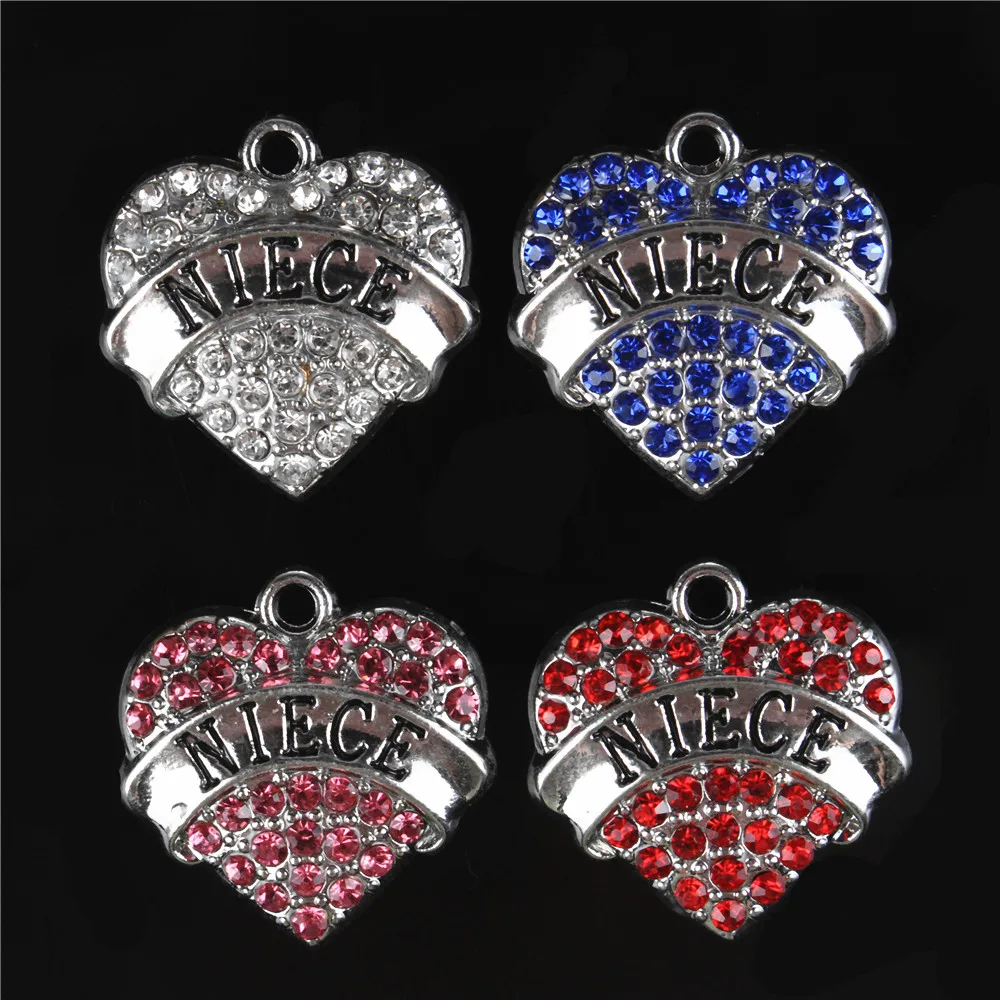 Sweet Heart NIECE  Crystal Charms Pendant Fitting DIY Necklace Bracelet Keychain