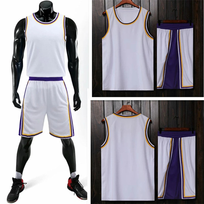 Kids Adult Basketball Jersey Set Child Men Blank Basketball Uniforms Goal Throw Training Vest Double Pocket Shorts Sports Suit