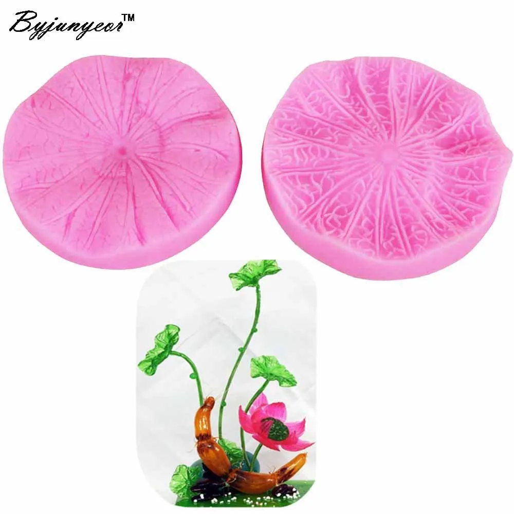 Byjunyeor Lotus Leaf Flower Veiners Silicone Molds Fondant Sugarcraft Gumpaste Resin Clay Water Paper Cake Decorating Tools m758