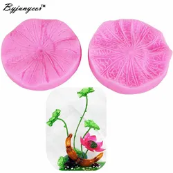 Byjunyeor Lotus Leaf Flower Veiners Silicone Molds Fondant Sugarcraft Gumpaste Resin Clay Water Paper Cake Decorating Tools m758