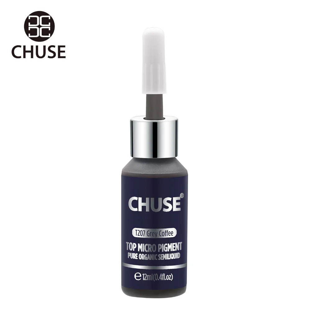 CHUSE Grey Coffee T207 Permanent Makeup Ink Eyeliner Tattoo Ink Set Eyebrow Microblading Pigment Professional 12ML 0.4oz