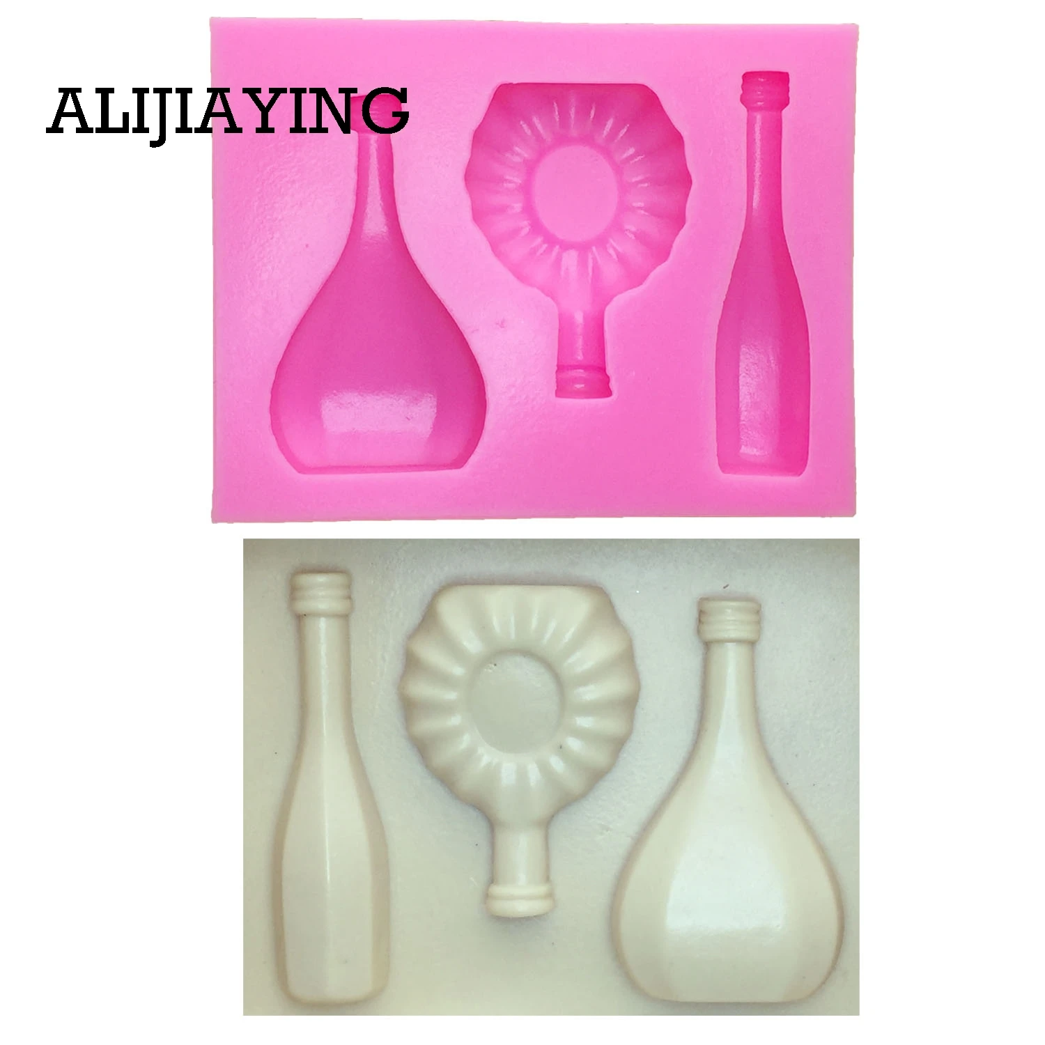 M0033 European Wine Bottle Glass Silicone Molds Soap Clay Molds Fondant Cake Decorating Tools Gumpaste Moulds