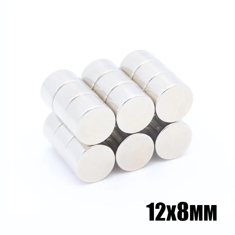 

50pcs 12x8 mm Neodymium magnet Rare Earth small Strong Round permanent 12*8mm fridge Electromagnet NdFeB nickle magnetic