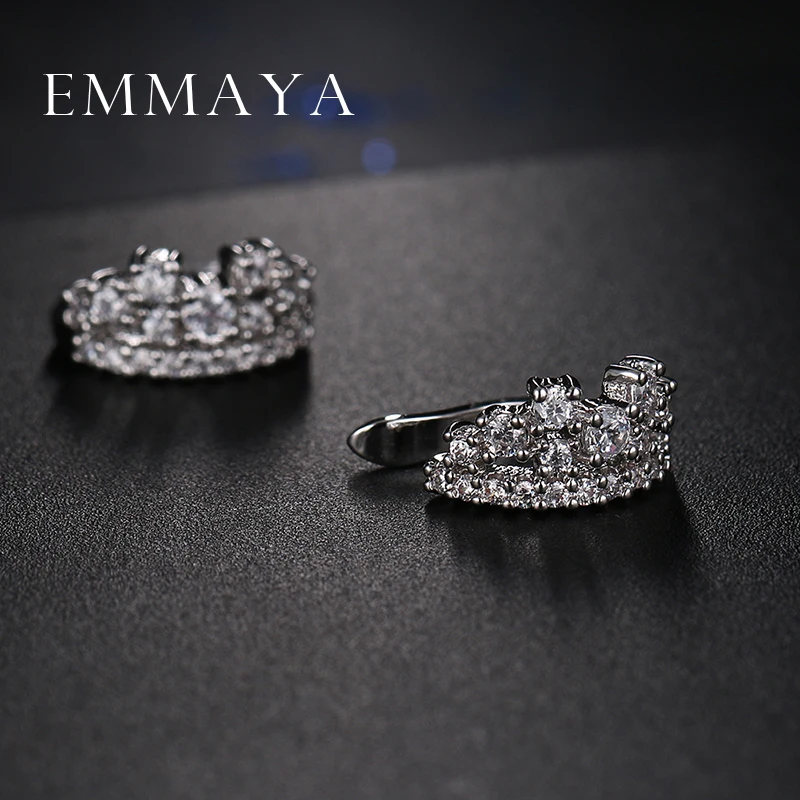 Emmaya Cheap Clip On Earrings For Women Fashion Accessories White Crystal Rhinestone Statement Clip Earrings Jewelry