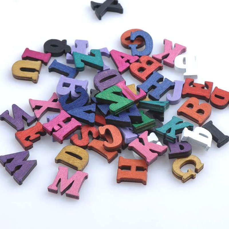 Multicolor Mixed A-Z Letter&Alphabet Vintage Wooden Scrapbooking Handmade Carft for Home Decoration 100pcs 16mm  MT0785