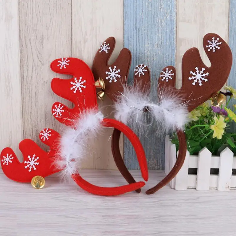 

Merry Christmas Ornaments Bell Feather Decorations Antlers Christmas Headband Party Christmas Decorations F20173922