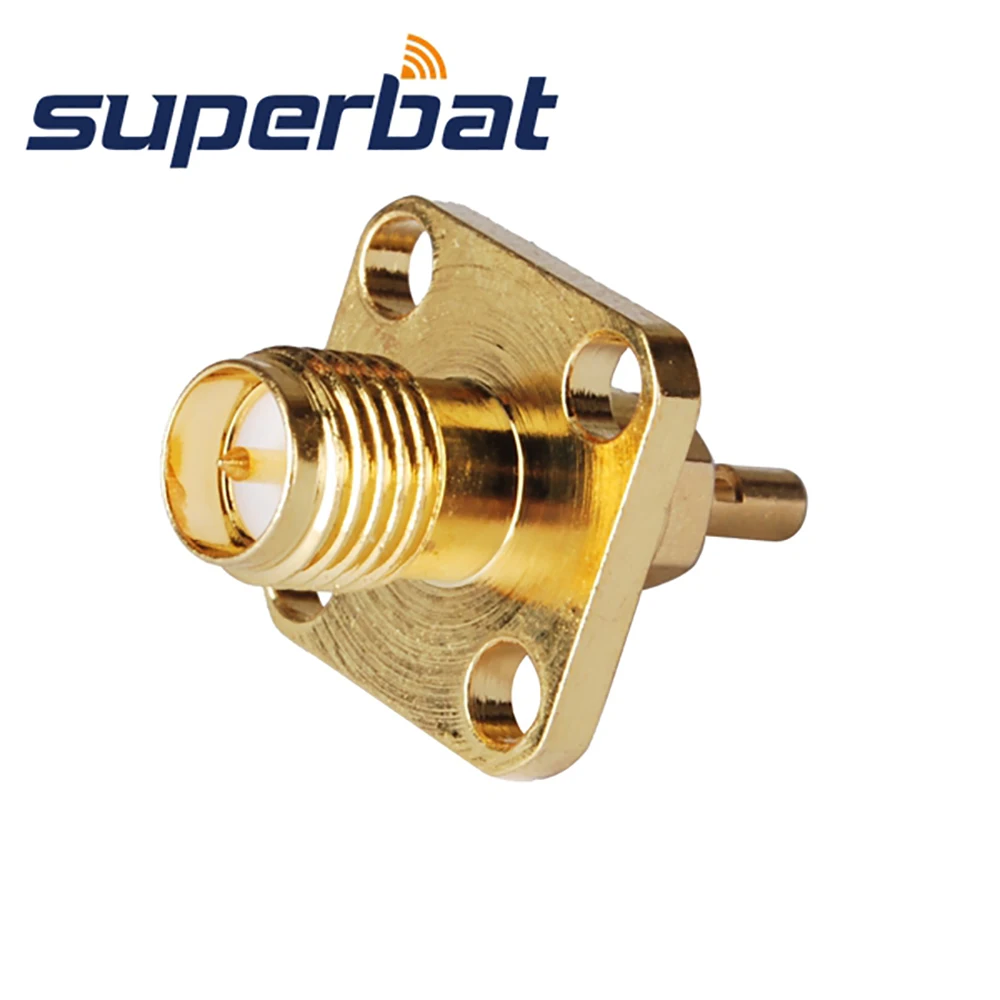 Superbat 10Pcs RP-SMA Solder หญิง (ชาย) หน้าแปลน RF Coaxial Connector สำหรับสาย RG178, 1.13มม.1.37มม.