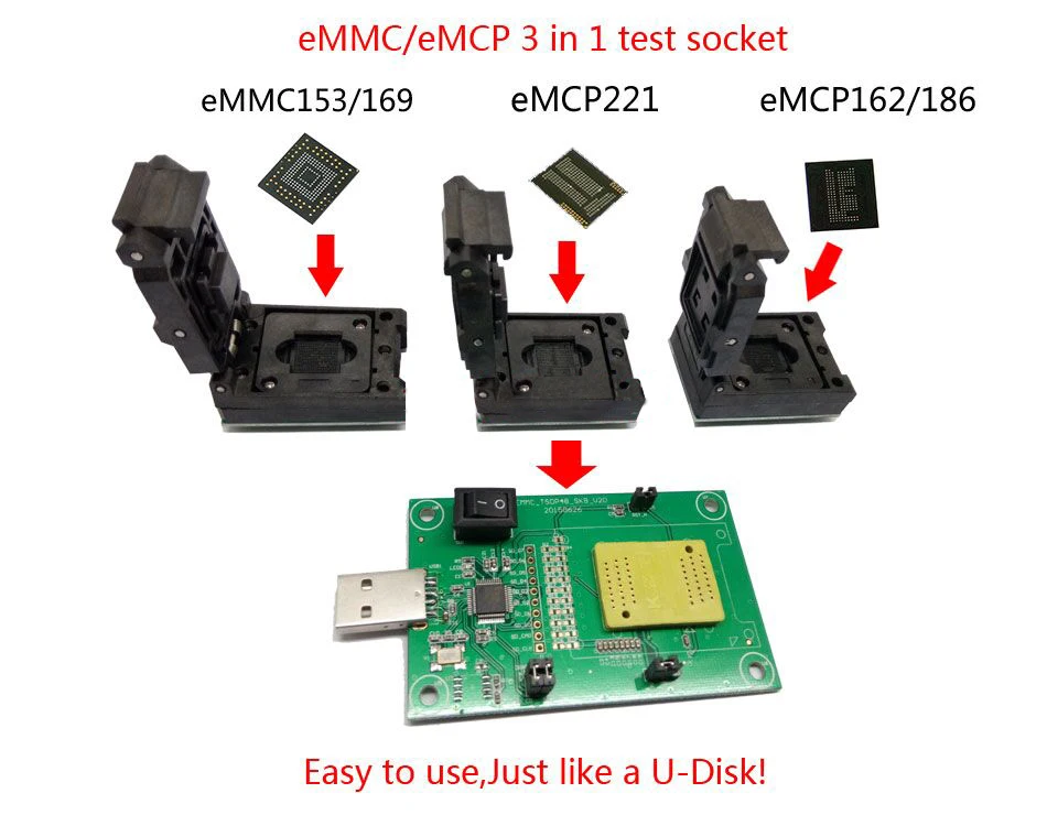 EMMC153 169 EMCP162 186 EMCP221 układ z serii miernik do gniazdka programista czytnik USB port do odzyskiwania danych elektroniczny zestaw do majsterkowania narzędzie do telefonu