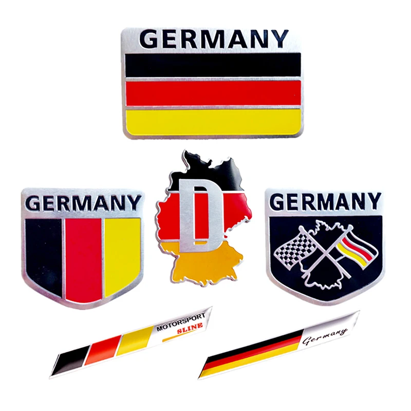 3D Germany German Motorsport Sline National Flag Motorcycle Deutsch Sticker Car Accessories Automobile Grille Bumper Decoration