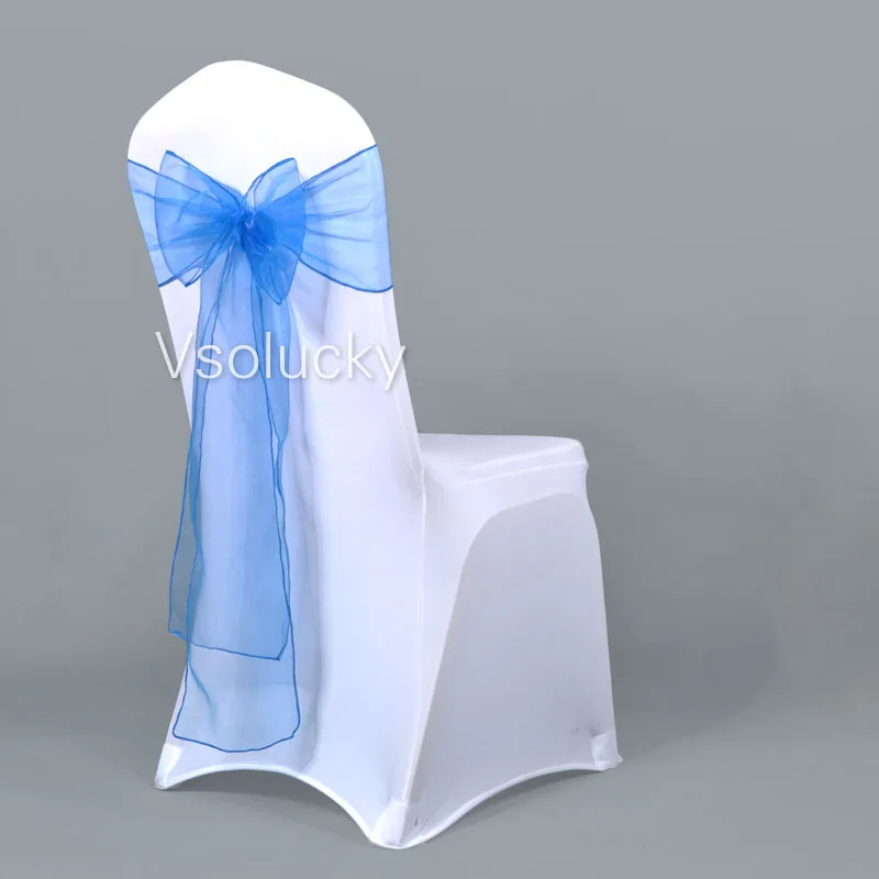 25 pz/lotto Sheer Organza Chair telai Bow Cover Wedding party Xmas Birthday Shower Decoration