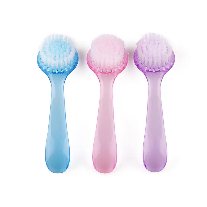 Brosse à ongles en acrylique, en plastique souple, pour enlever la poussière, accessoire de maquillage, à tête ronde, avec capuchon, 1 pièce