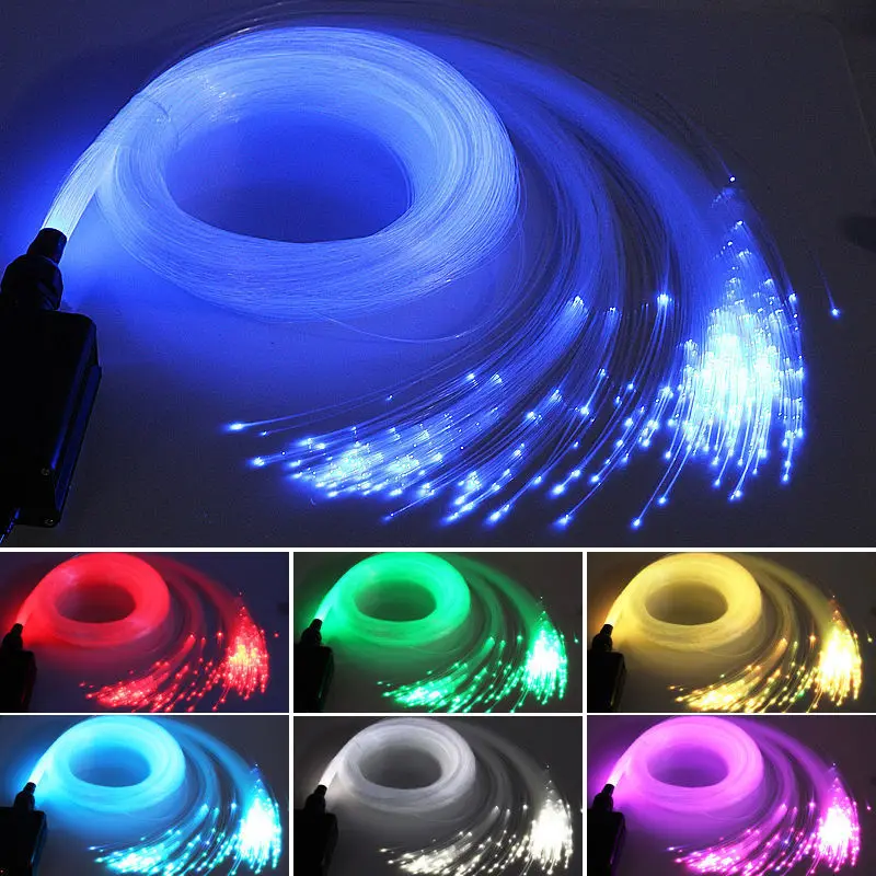 

100PCS 0.75mm(Dia.) 5M(L) PMMA Plastic optic Fiber Cable kit End Glow f/RGB Led light Engine driver Star Ceiling Hanging lamp